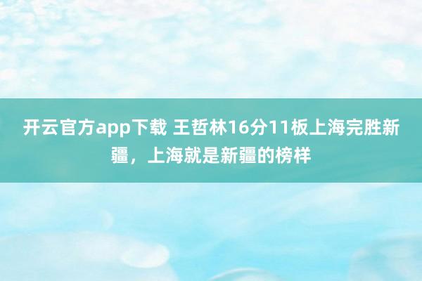 开云官方app下载 王哲林16分11板上海完胜新疆，上海就是新疆的榜样