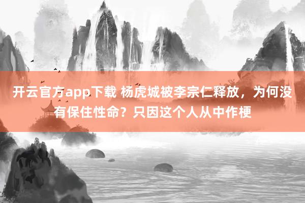 开云官方app下载 杨虎城被李宗仁释放，为何没有保住性命？只因这个人从中作梗