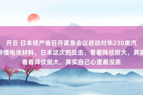 开云 日本经产省召开紧急会议启动对华230类汽车零部件、110种锂电池材料，日本这次的反击，看着阵仗挺大，其实自己心里最没底