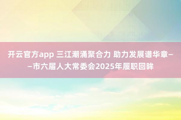 开云官方app 三江潮涌聚合力 助力发展谱华章——市六届人大常委会2025年履职回眸