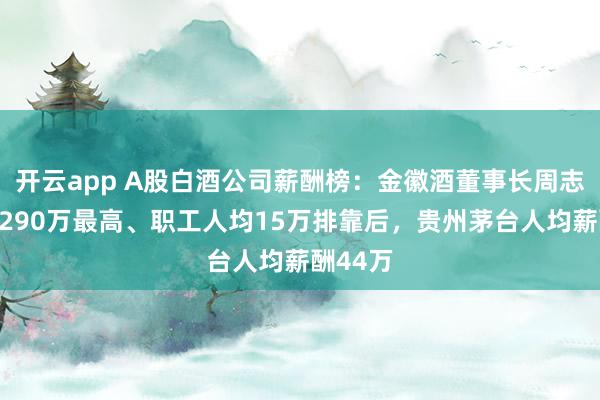 开云app A股白酒公司薪酬榜:金徽酒董事长周志刚薪酬290万最高、职工人均15万排靠后,贵州茅台人均薪酬44万