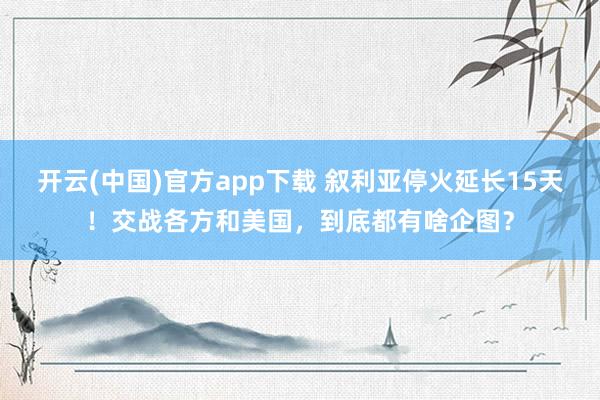 开云(中国)官方app下载 叙利亚停火延长15天！交战各方和美国，到底都有啥企图？
