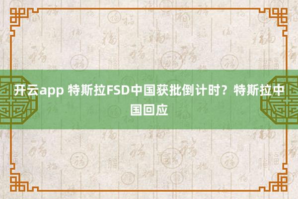 开云app 特斯拉FSD中国获批倒计时？特斯拉中国回应